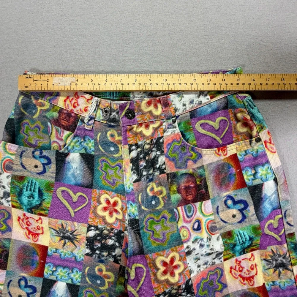 The Ragged Priest Patchwork Print Jeans Womens 14 Multicolor Excellent Y2K Retro - Picture 4 of 9